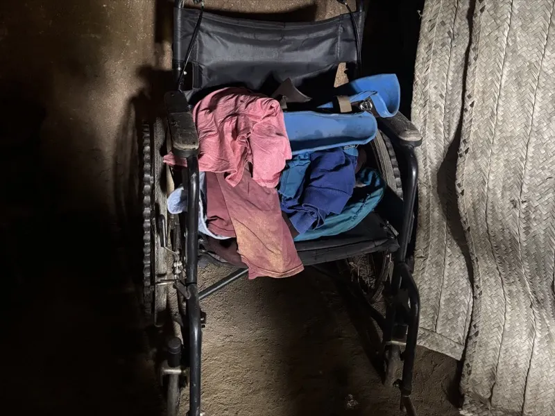 A wheelchair in a home our medical program serves